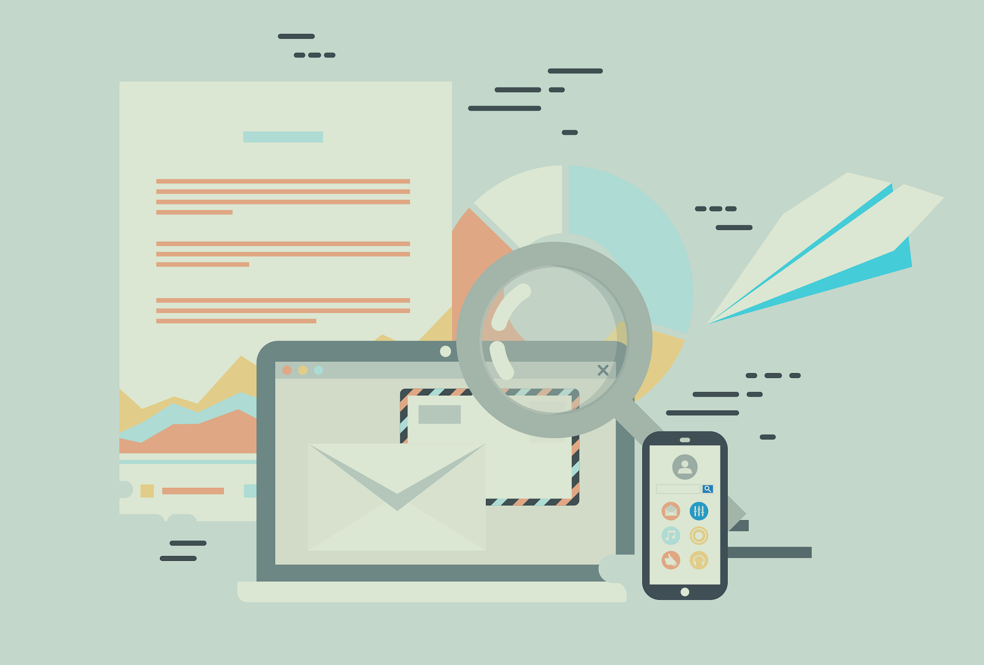 Illustration zum neuen Outlook für Windows und Web mit E-Mail, Analyse und digitalen Funktionen