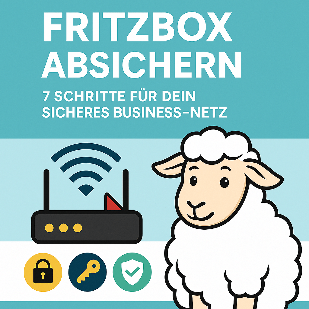 Headerbild zum Thema FritzBox absichern für Unternehmen mit Hinweis auf Netzwerksicherheit und Business-IT-Schutz
